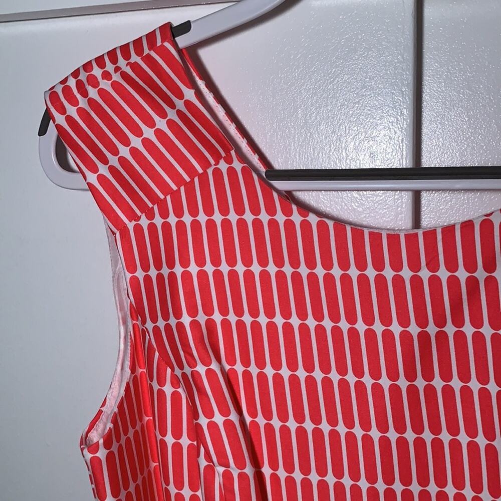 Orange-pink & white cotton dress - Picture 2 of 9